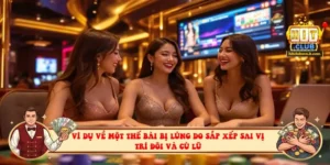 Ví dụ về một thế bài bị lủng do sắp xếp sai vị trí đôi và cù lũ